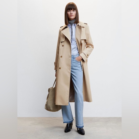 Mango Jackets & Blazers - Mango Longline Trench Coat Belted Cotton Blend Size XL